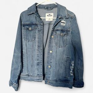 HOLLISTER-OVERSIZED JEAN JACKET, Distressed Jean Jacket